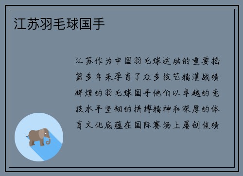 江苏羽毛球国手